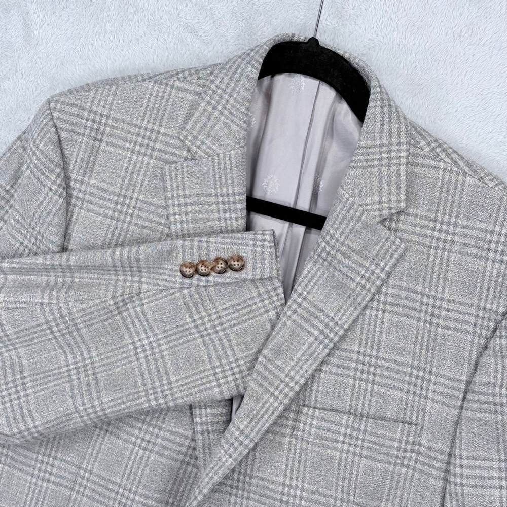 Lauren Ralph Lauren Blazer Mens 44R Sport Coat Grey Glen Plaid Check Two Button